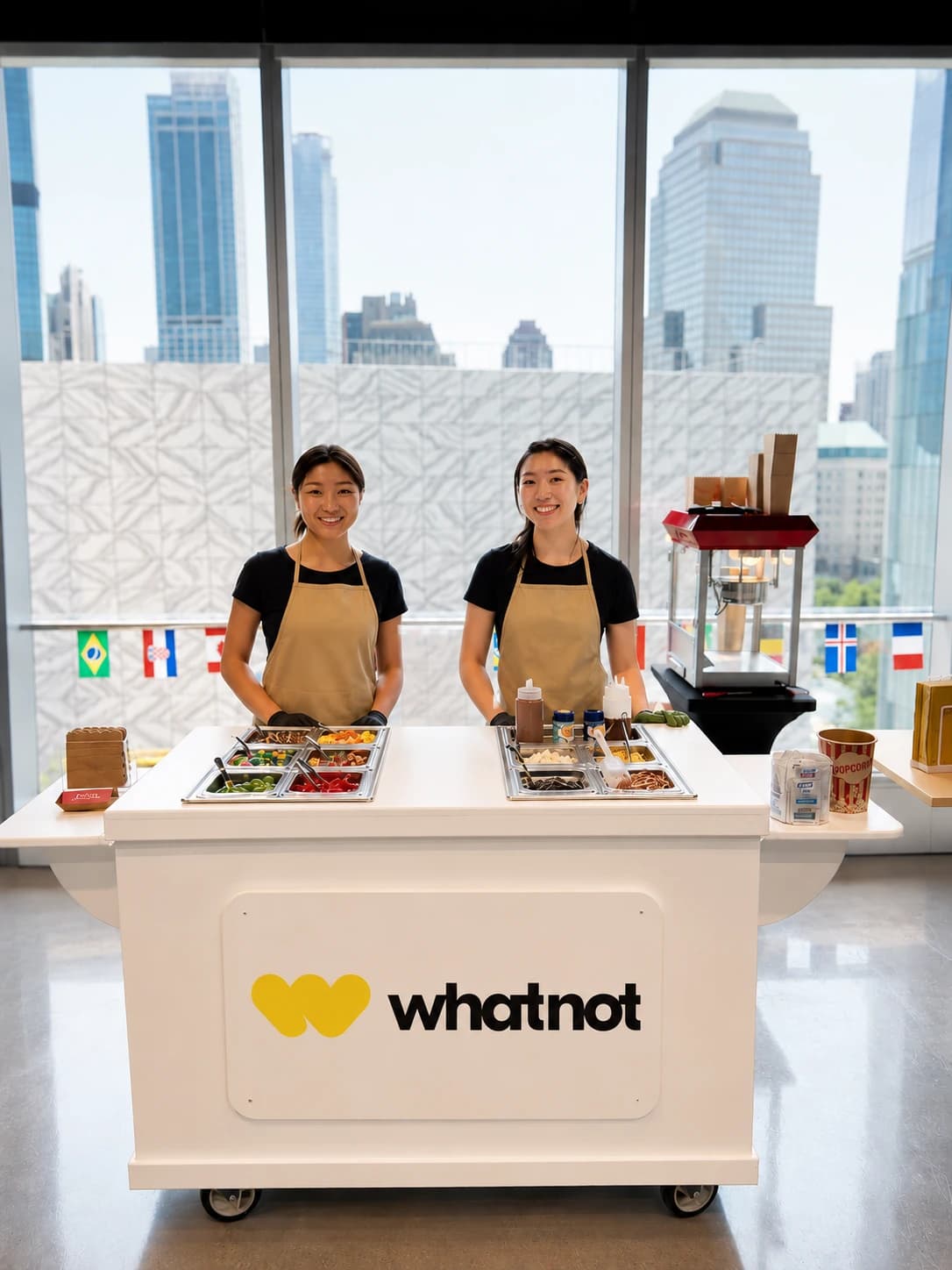 A Whatnot snack bar staffed inside a bright office
