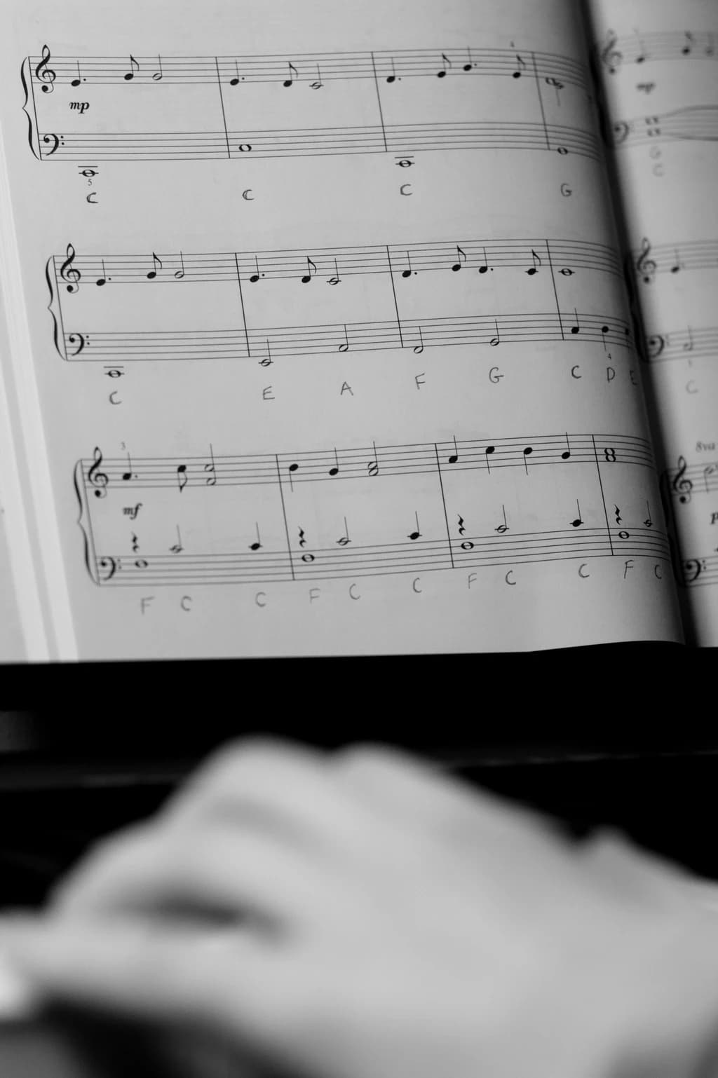 a musical book, open with notes on the page