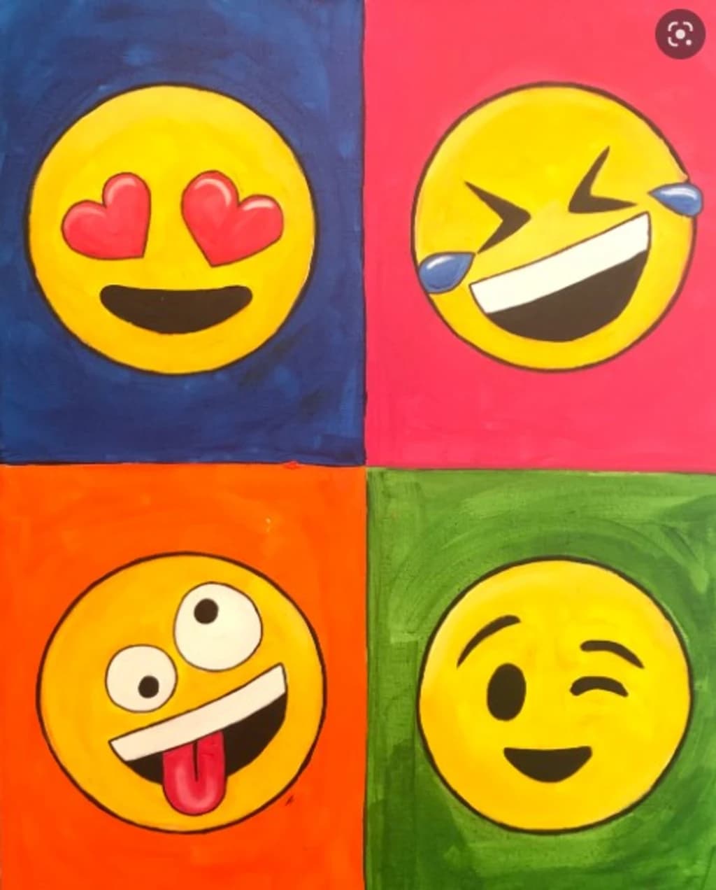 a painting of different smile emojis