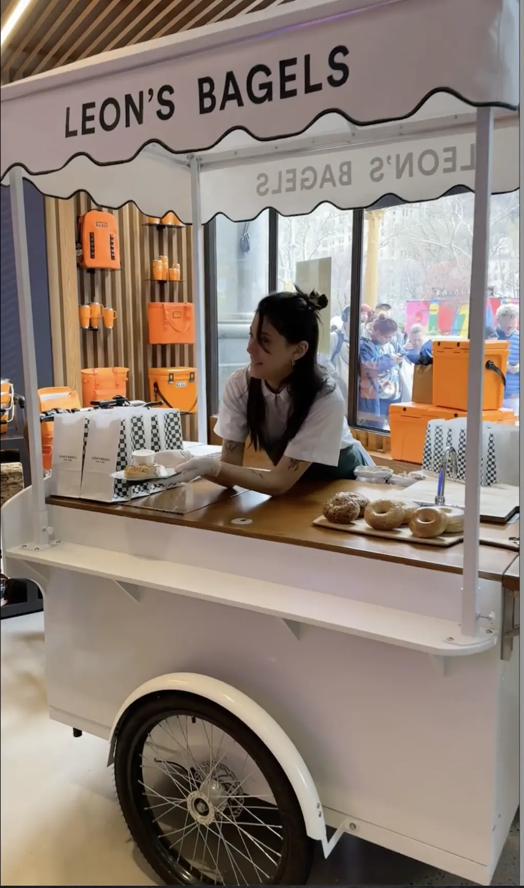 Leon's Bagels Premium Cart Experience - Local authenticity, morning client events, Instagram-worthy branding