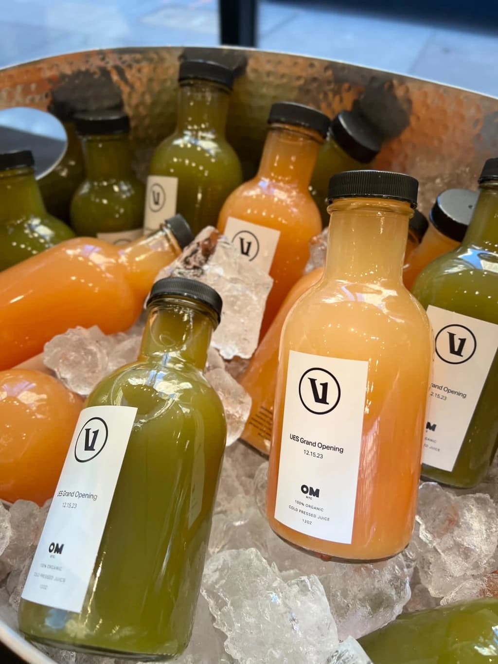 custom branded smoothies in a bowl of ice