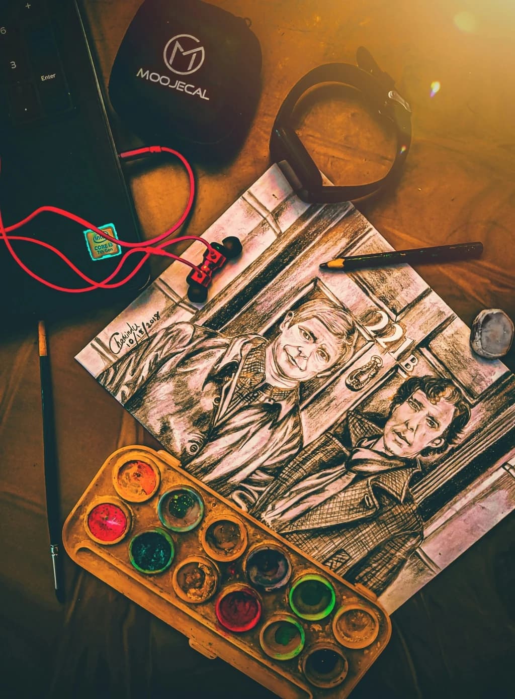 a sketch of people who look like holmes and watson