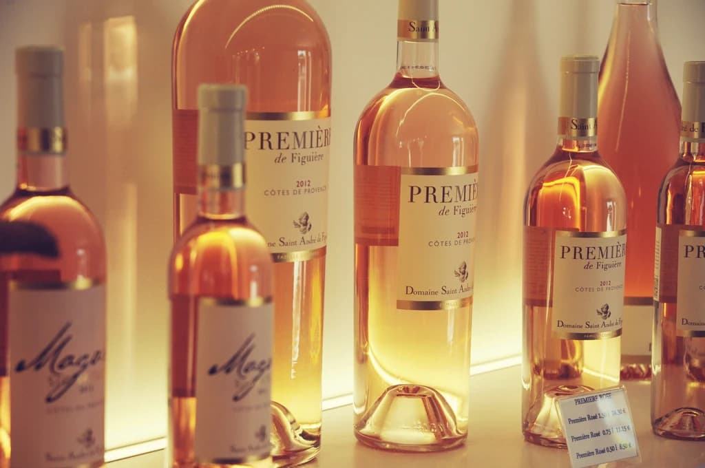 different bottles of rose